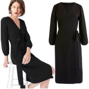 J.CREW Black 365 Crepe Wrap Dress